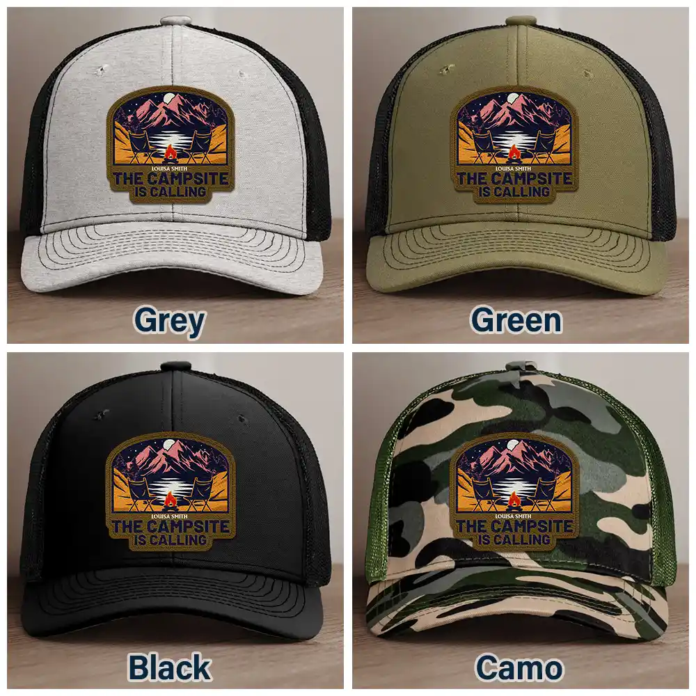 The Campsite Is Calling - Personalized Leather Patch Hat