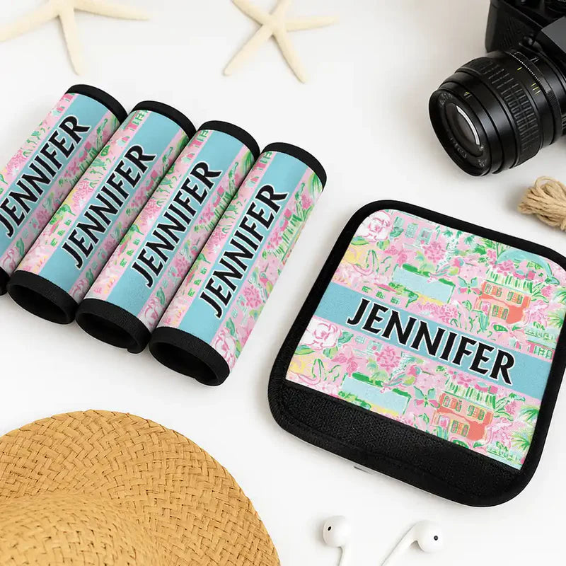 Tropical Pattern Name - Personalized Luggage Handle Wrap