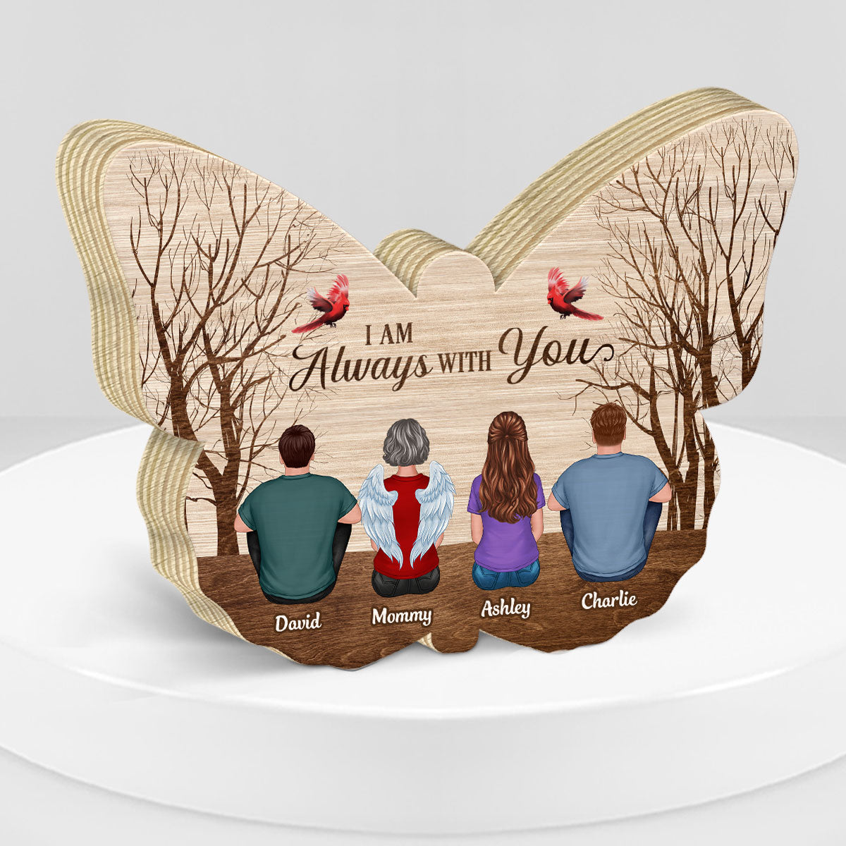 Always With You Memorial Personalized Butterfly Wooden Plaque