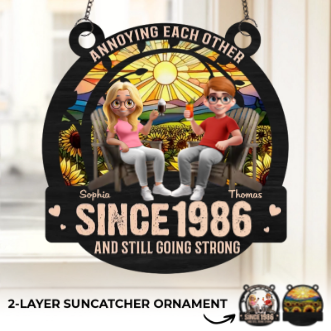 Custom Window Hanging Suncatcher Ornament - Personalized Anniversary Wedding Gifts For Husband And Wife, Him And Her - Built On Jokes, Sealed With A Kiss