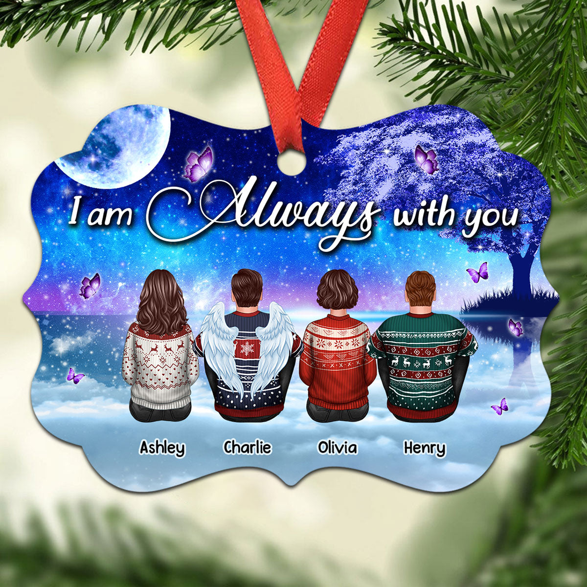 Galaxy Night Sky Always With You Family Members Grandma Grandpa Dad Mom Kids Dogs Cats Memorial Gift Personalized Christmas Ornament