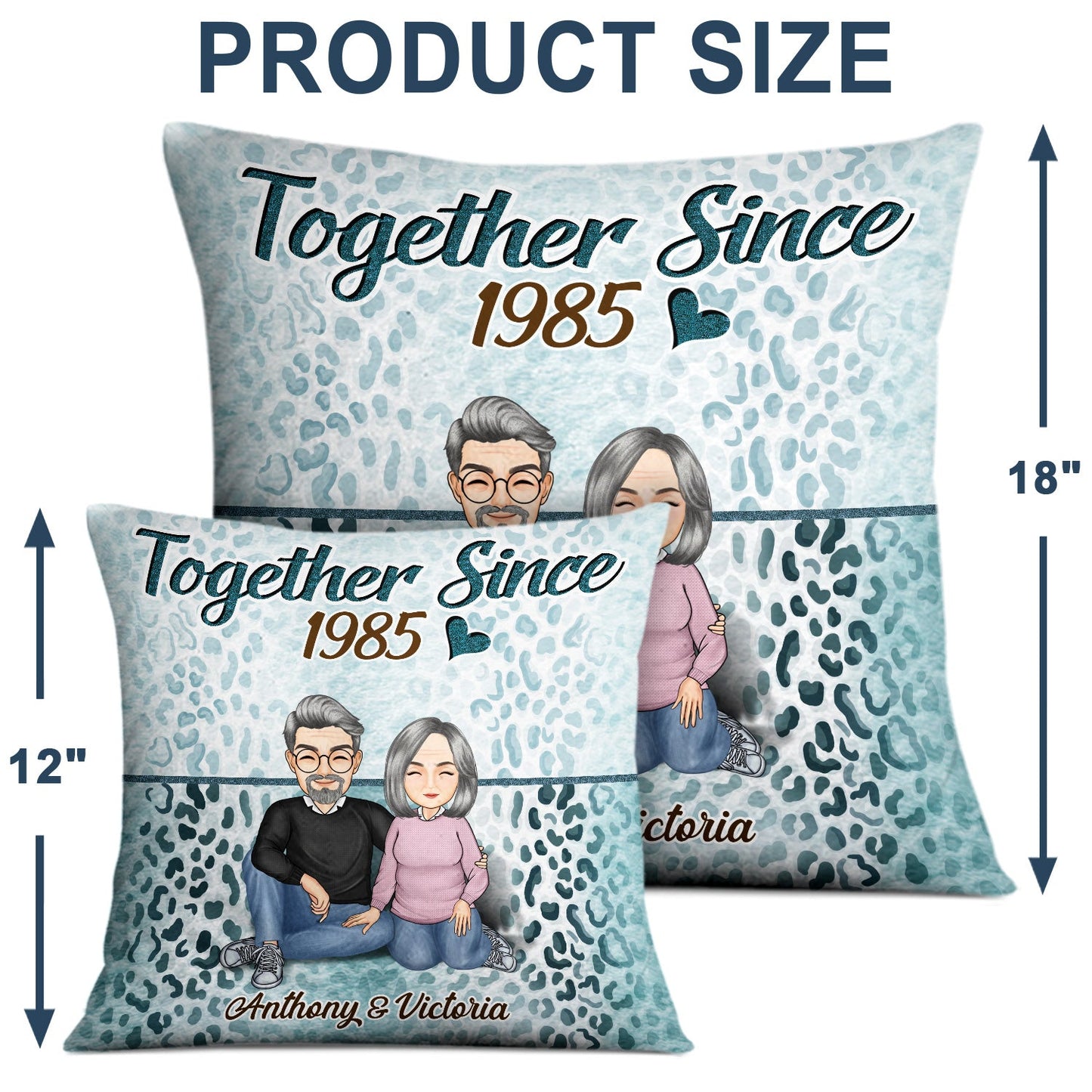 Together Since Cartoon Couple - Anniversary, Birthday Gift For Spouse, Husband, Wife, Boyfriend, Girlfriend - Personalized Custom Pillow