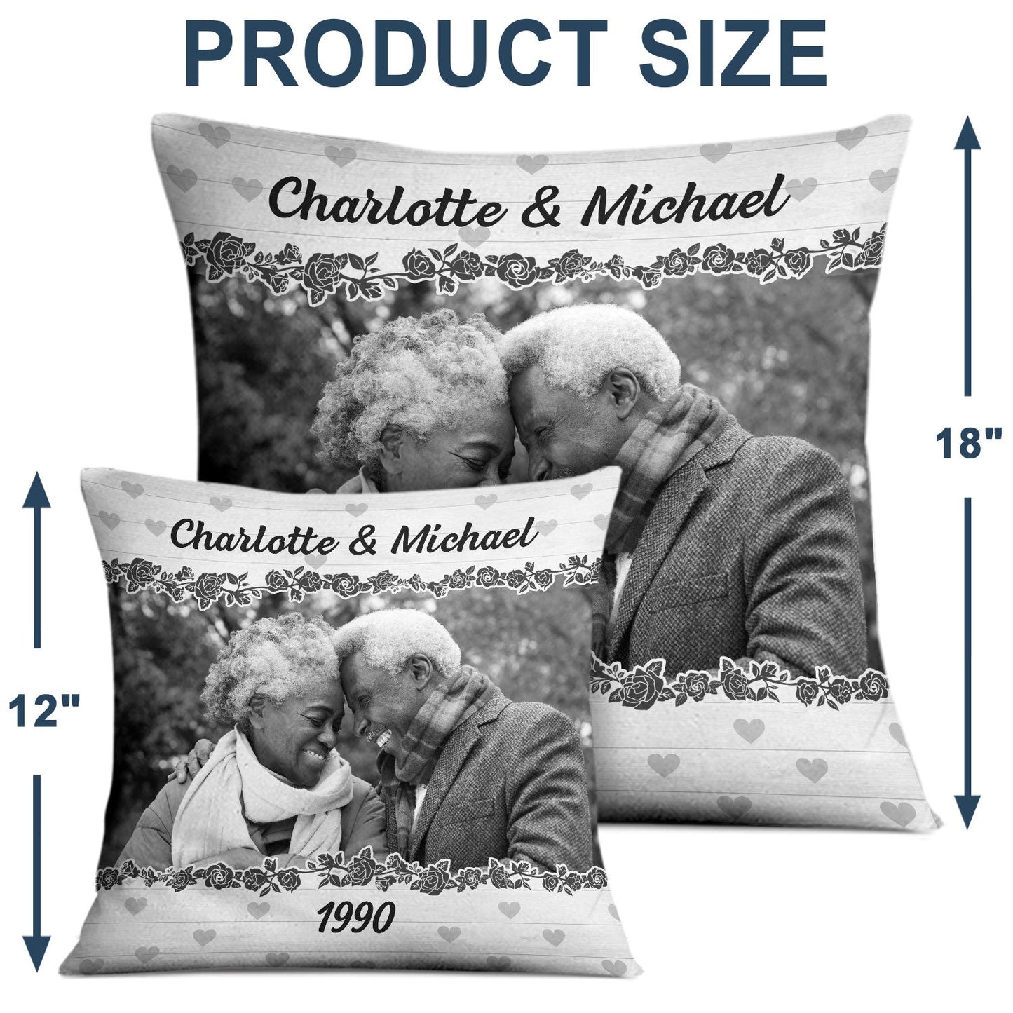Custom Photo Old Couple - Birthday, Anniversary Gift For Husband, Wife - Personalized Pillow