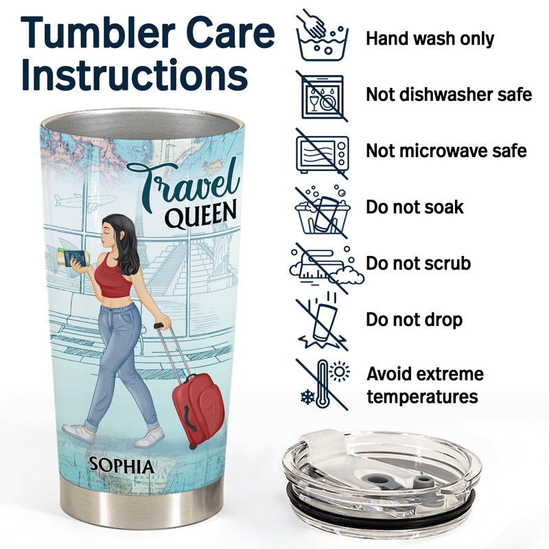 Travel Girl Catch Flights Not Feelings - Gift For Travel Lovers - Personalized Custom Tumbler