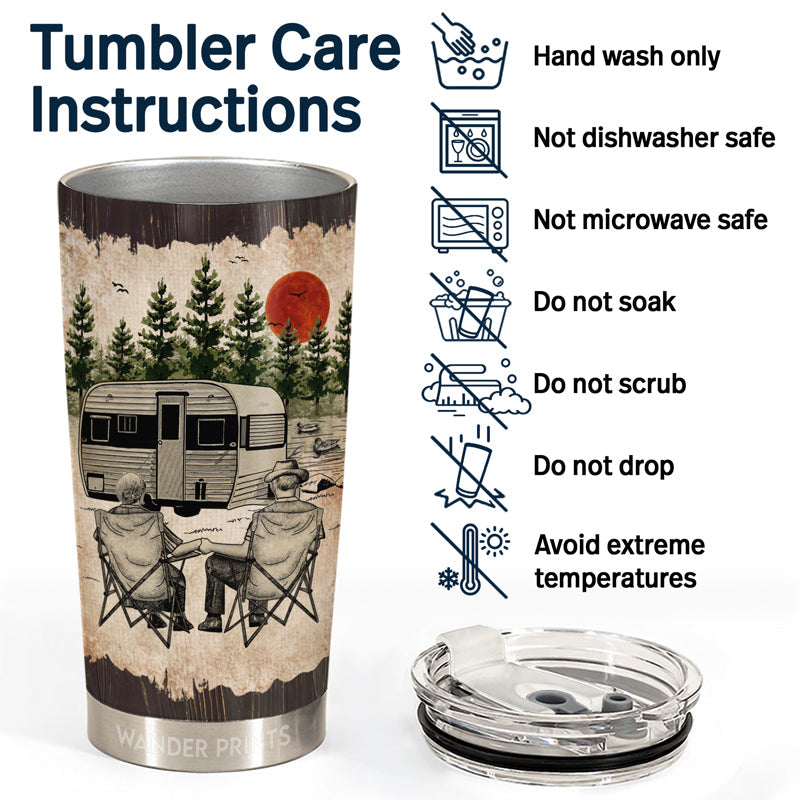 Wander Prints Couple Gifts, Birthday Gifts, Anniversary Gift, Grandparents Day Gifts - I Want To Hold Your Hand At 80 Camping, Old Couple Gift, Custom Tumbler, Travel Cup, Insulated 20oz Tumbler