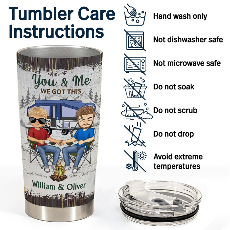 Camping Chibi Couple The Day I Met You - Couple Gift - Personalized Custom Tumbler