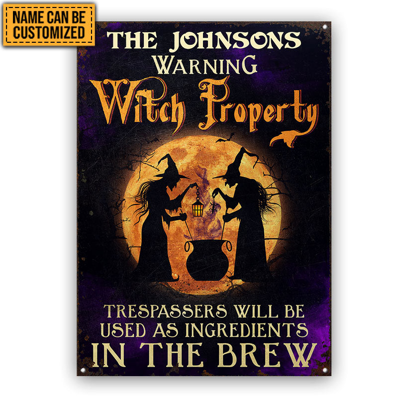 Warning Witch Property Custom Classic Metal Signs, Halloween Outdoor Decoration, Witch Decoration, Halloween Garden