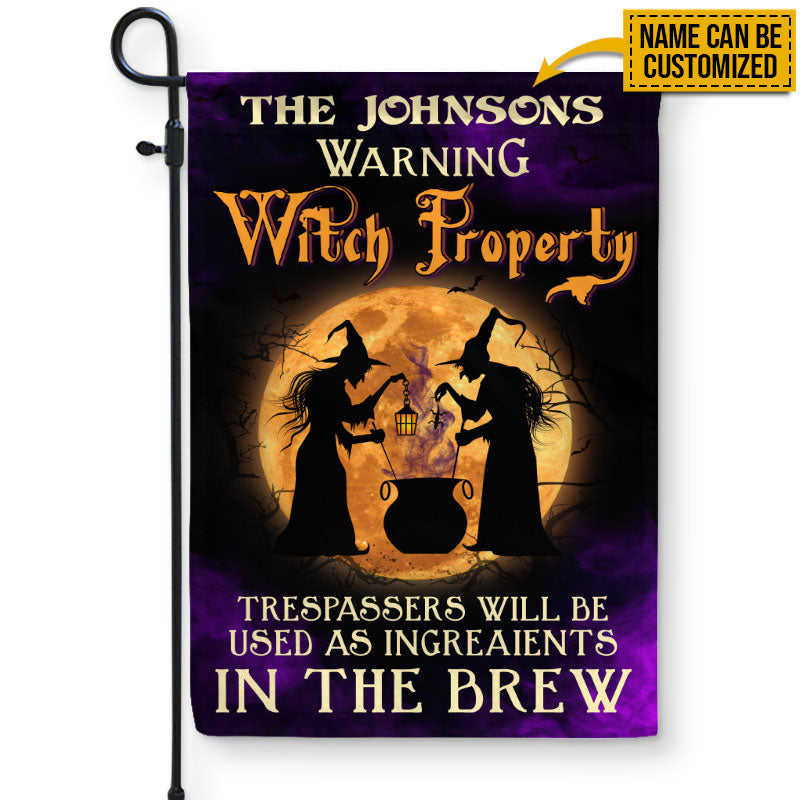 Warning Witch Property Custom Flag, Halloween Outdoor Decoration, Witch Decoration, Halloween Garden