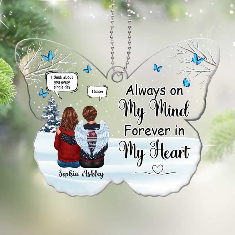 Family Memorial Conversation Butterfly Shape Personalized Acrylic Ornament