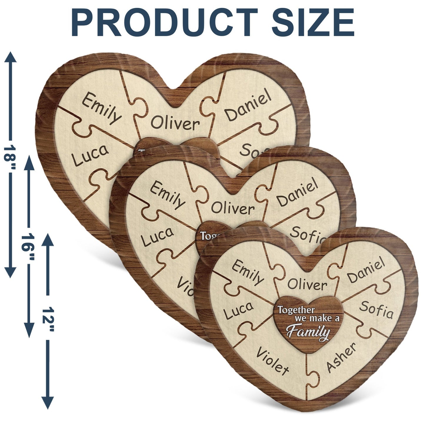 Together We Make A Family - Birthday, Holiday Gift For Parent, Couple, Grandparent - Personalized Heart Shaped Pillow