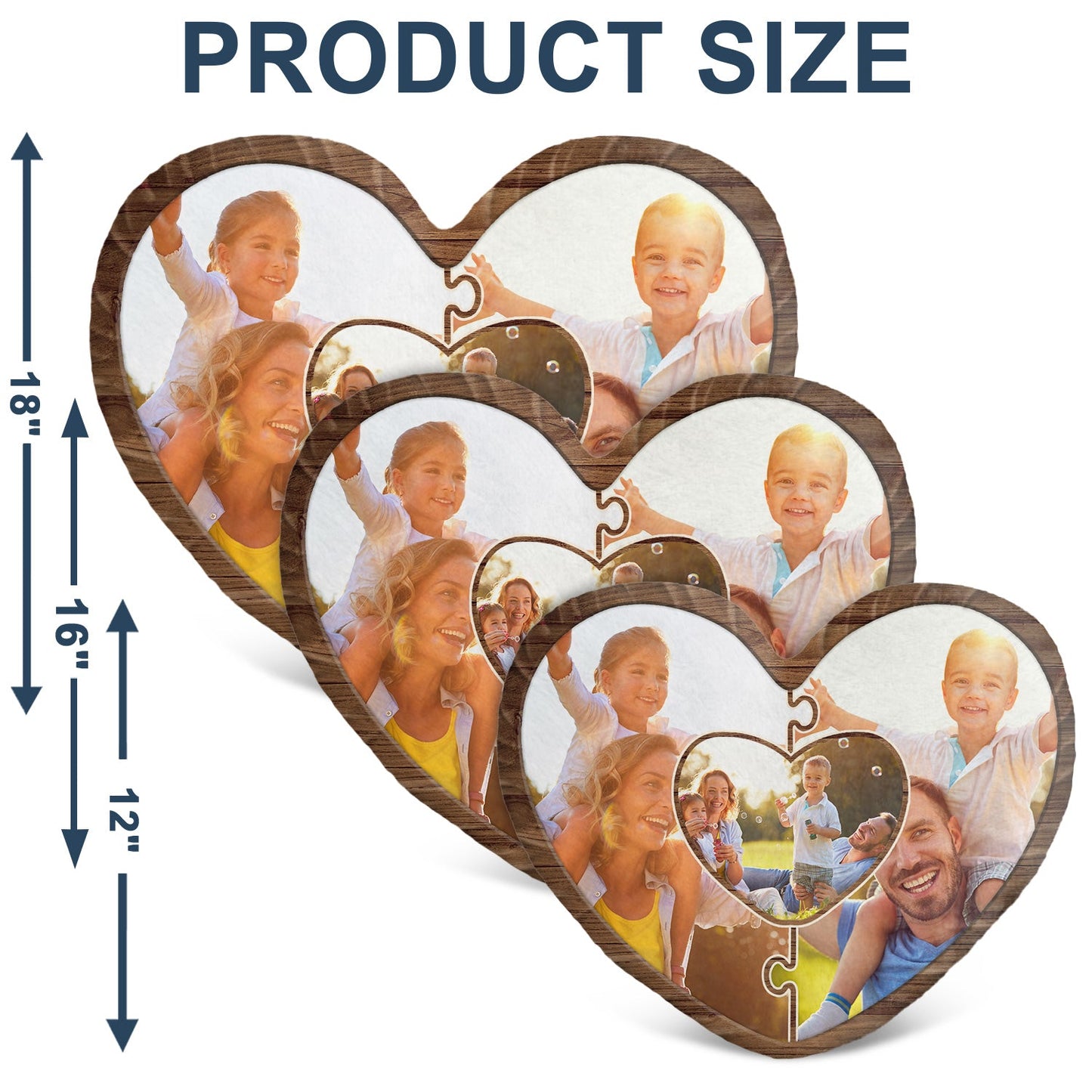 Custom Photo Puzzle Picture - Birthday, Holiday Gift For Parent, Couple, Grandparent - Personalized Heart Shaped Pillow