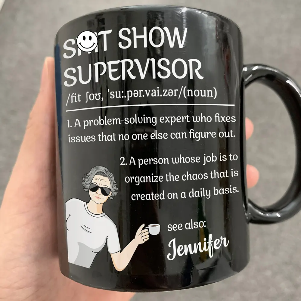 Show Supervisor Expert Who Fixes Issues Senior Mom Dad Retired - Personalized Mug