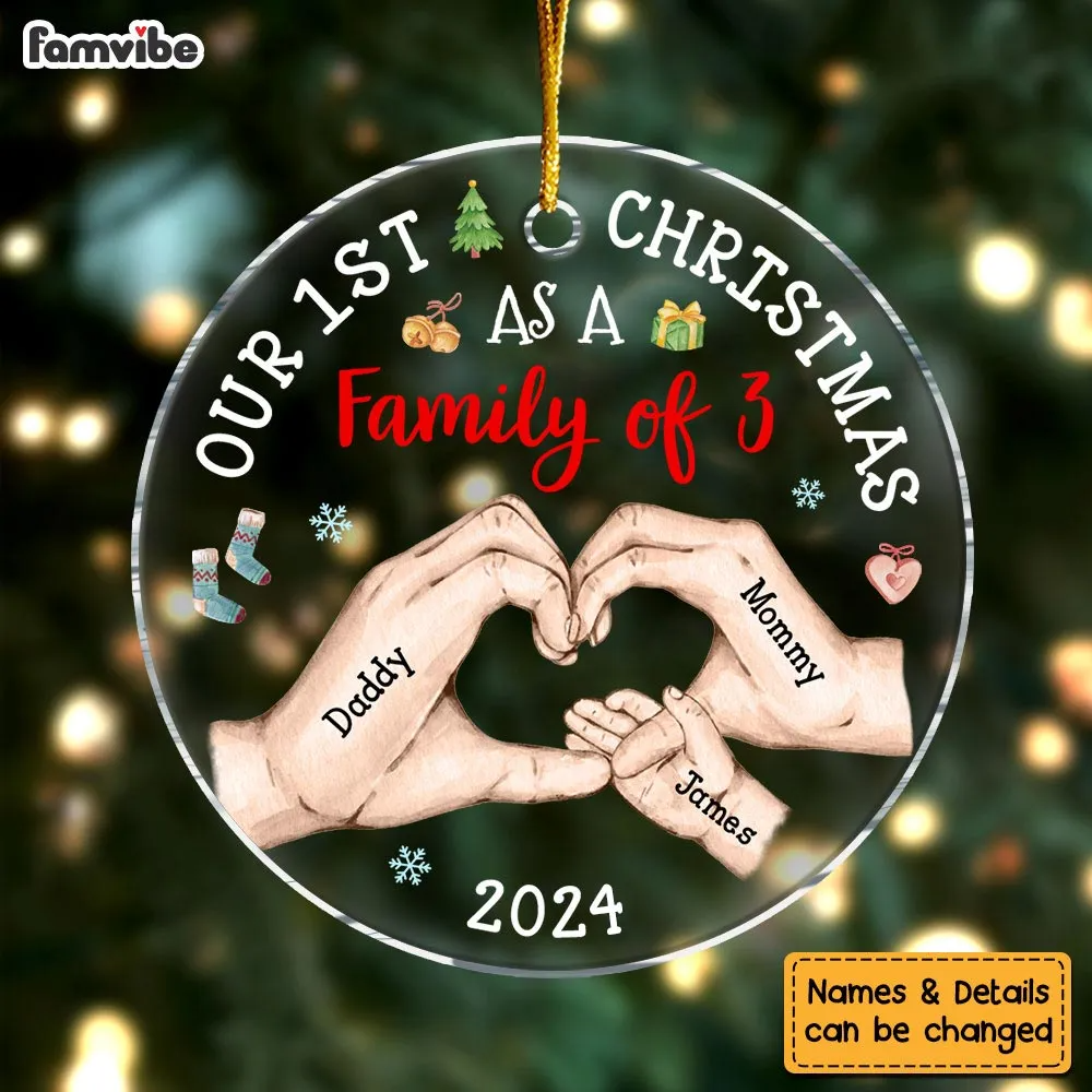 Personalized Baby's First Christmas As A Family Circle Ornament