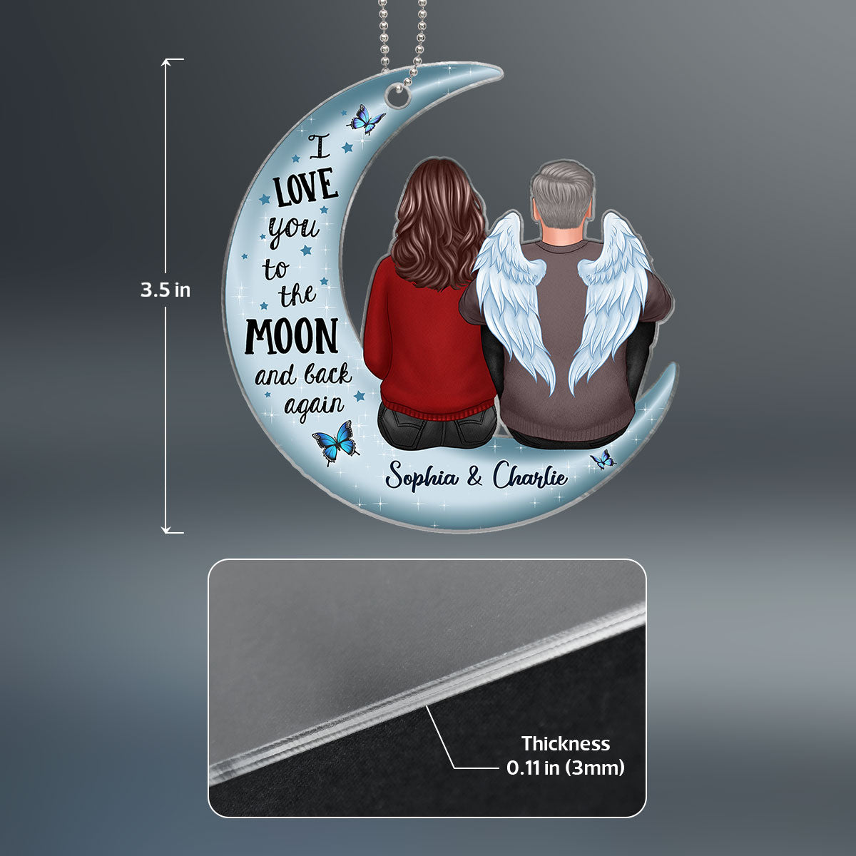Always With You Family Memorial Sympathy Keepsake Moon Personalized Acrylic Ornament