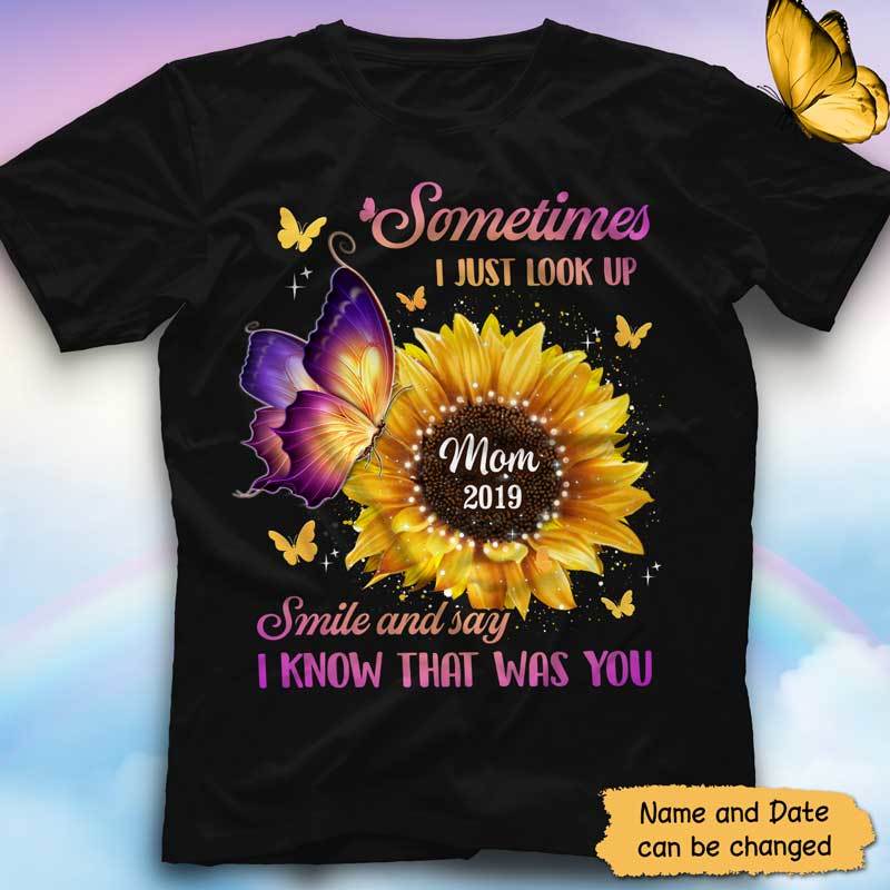 Purple Butterfly Sunflower Memorial Personalized Shirt