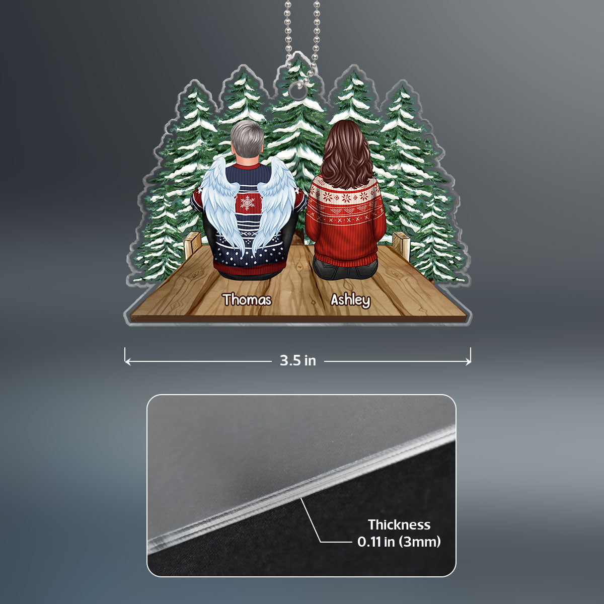 Family Memorial Sitting Back View On Bridge Custom Shape Acrylic Ornament