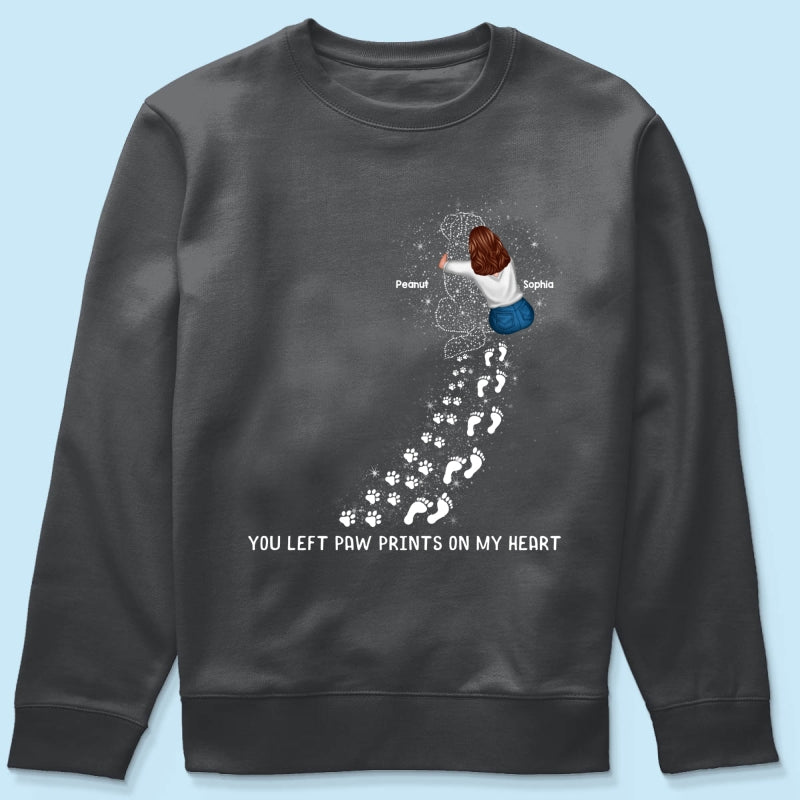 You Left Paw Prints On My Heart Dog Memorial Keepsake Personalized Shirt