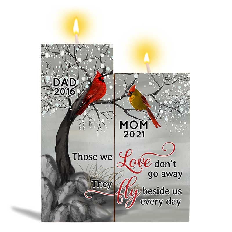 Cardinals Blossom Tree Dad Mom Memorial Personalized Candle Holder