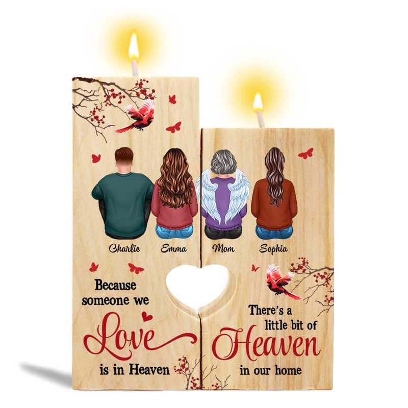 Cherry Branch Cardinal Family Dad Mom Sons Daughters Brothers Sisters Siblings Memorial Personalized Candle Holder