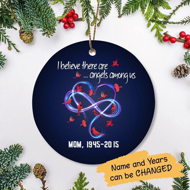 Cardinals Infinity Love Personalized Memorial Circle Ornament