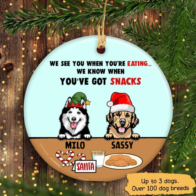 Dog Christmas See You Eating Snacks Personalized Dog Decorative Christmas Ornament