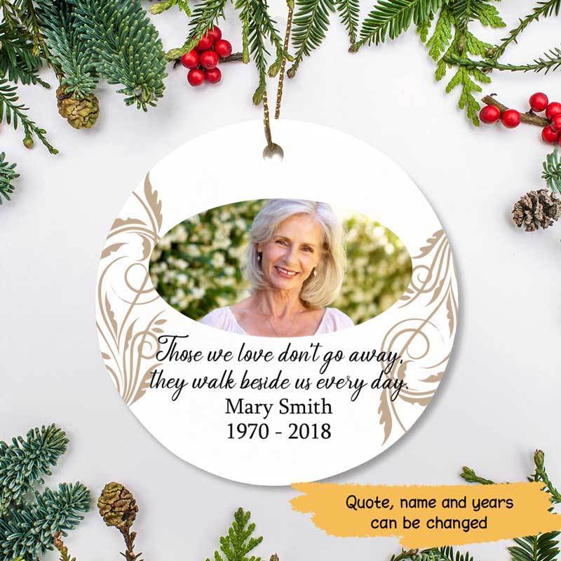Forever In Our Heart Photo Personalized Memorial Circle Ornament