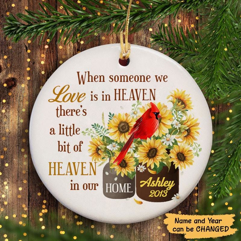 Someone In Heaven Sunflower Personalized Memorial Circle Ornament