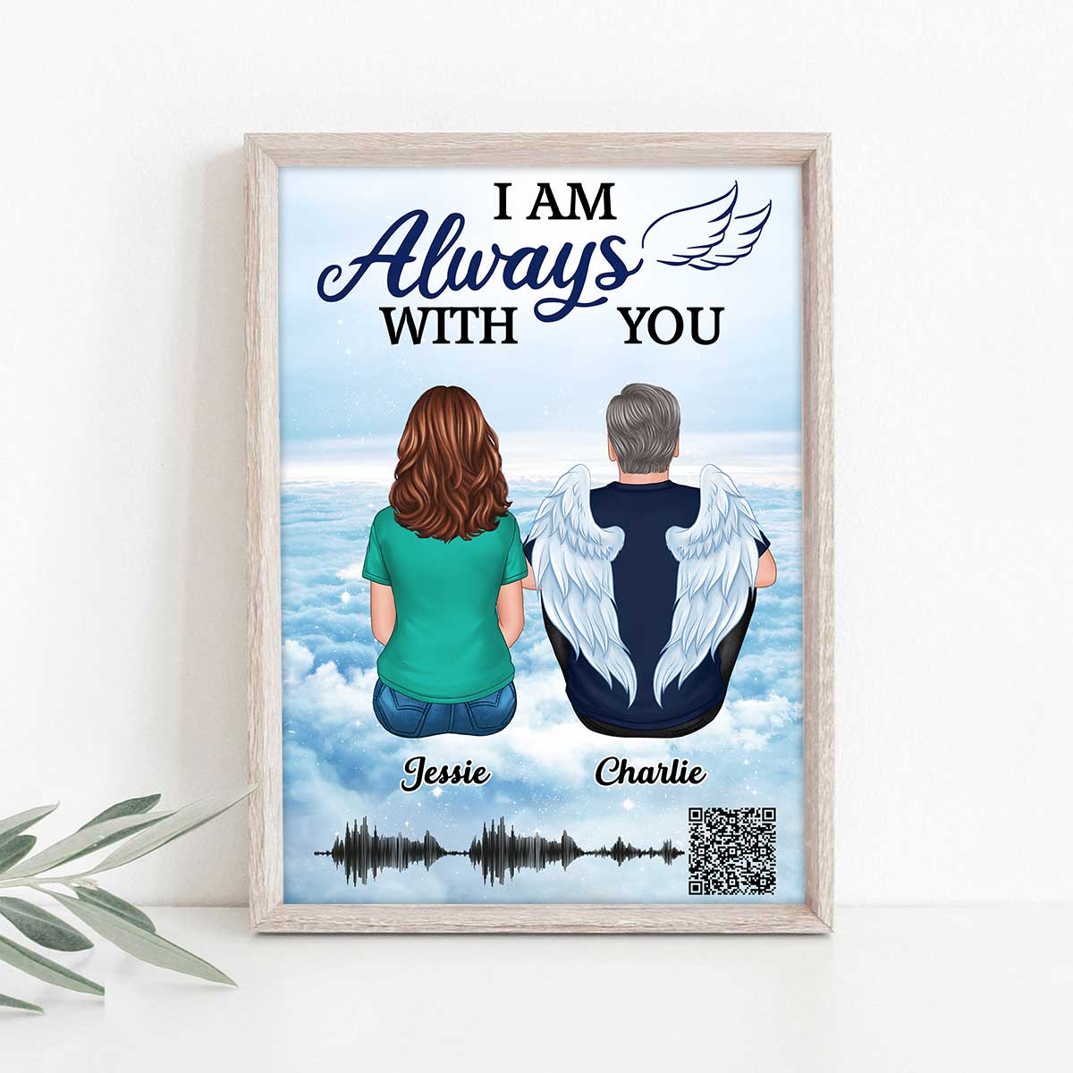 Always With You Sky Cloud Voicemail Voice Message QR Code Personalized Vertical Poster