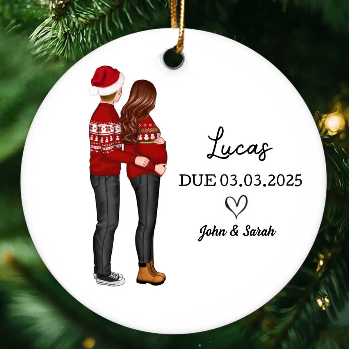 New Baby Arrival Keepsake, Expecting New Baby Ornament, Personalized Baby Due Christmas Ornament, Pregnancy Announcement Ornament