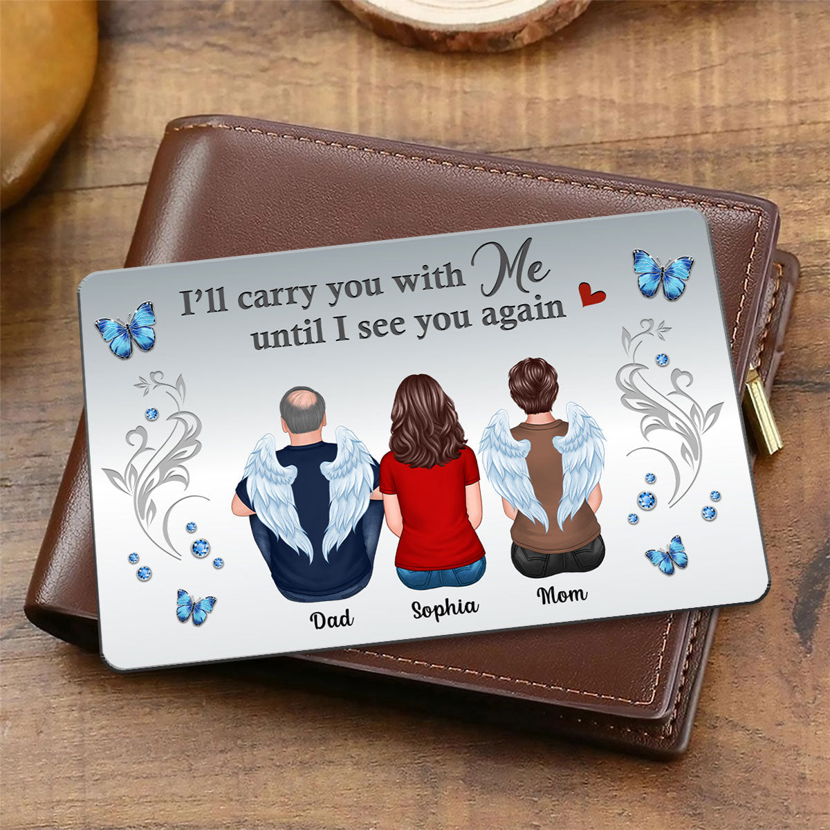 Carry You With Me Memorial Wallet Keepsake Personalized Metal Wallet Card