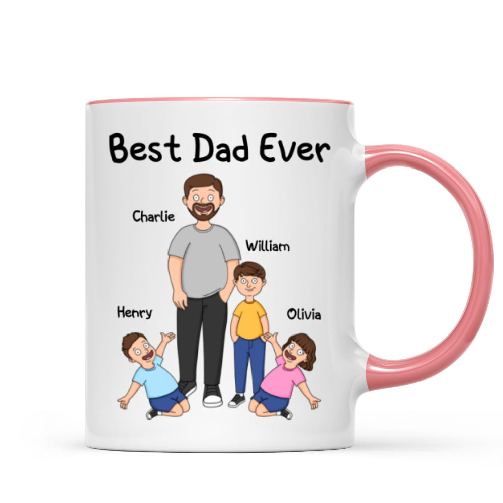 Funny Family Style Dad And Kids Best Dad Ever Personalized Mug