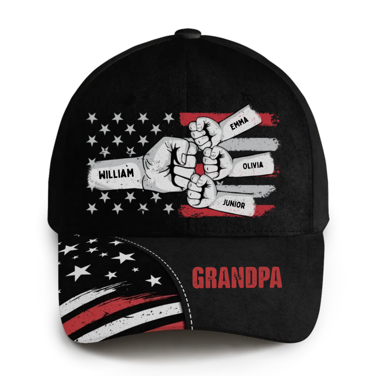 Grandpa Fist Bump Nation Flag Personalized Classic Cap
