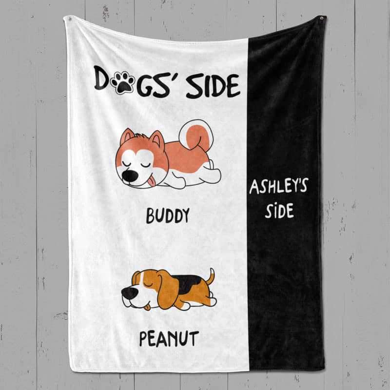 My Side My Dogs' Side Personalized Fleece Blanket