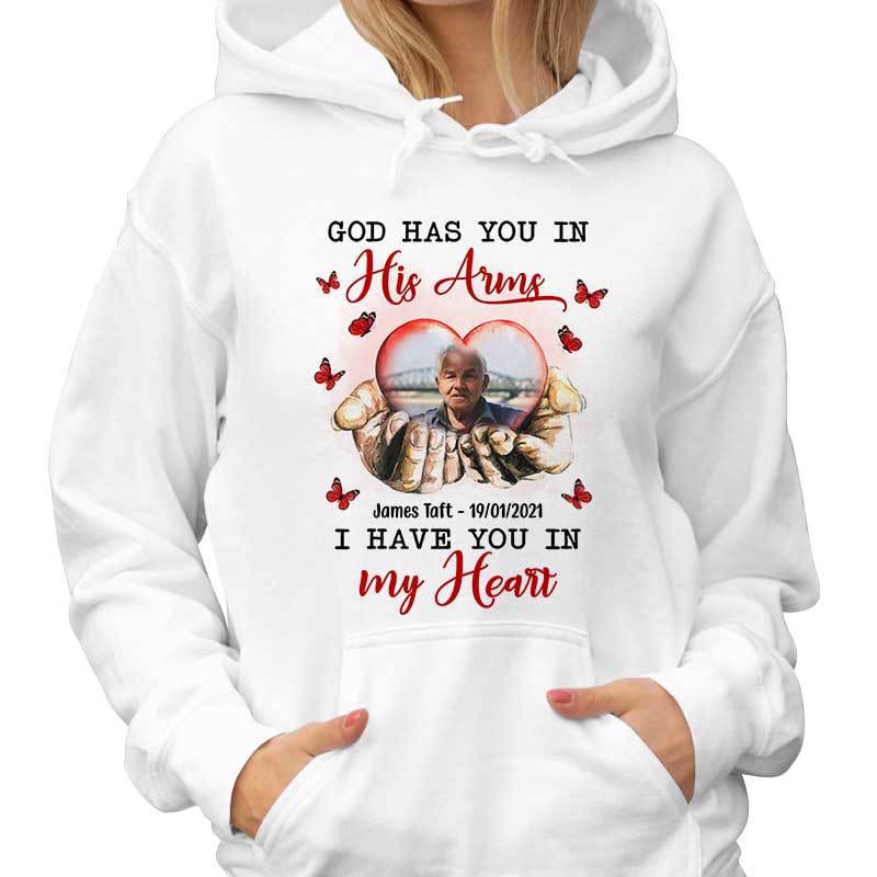 Big Piece Of My Heart God Hand Photo Memorial Personalized Hoodie Sweatshirt