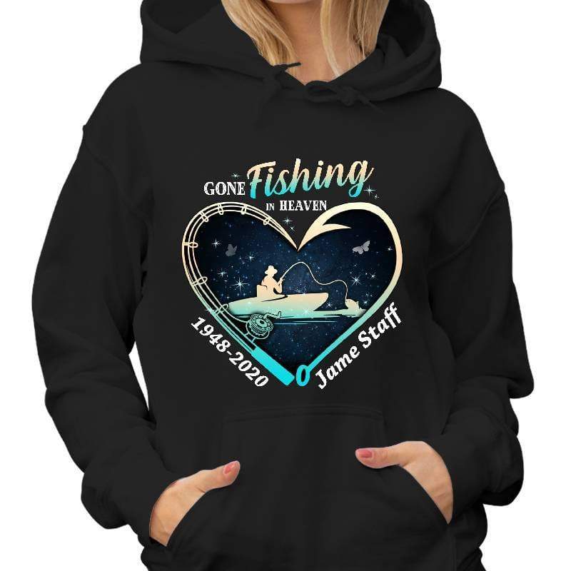 Memorial Gone Fishing In Heaven Personalized Hoodie Sweatshirt