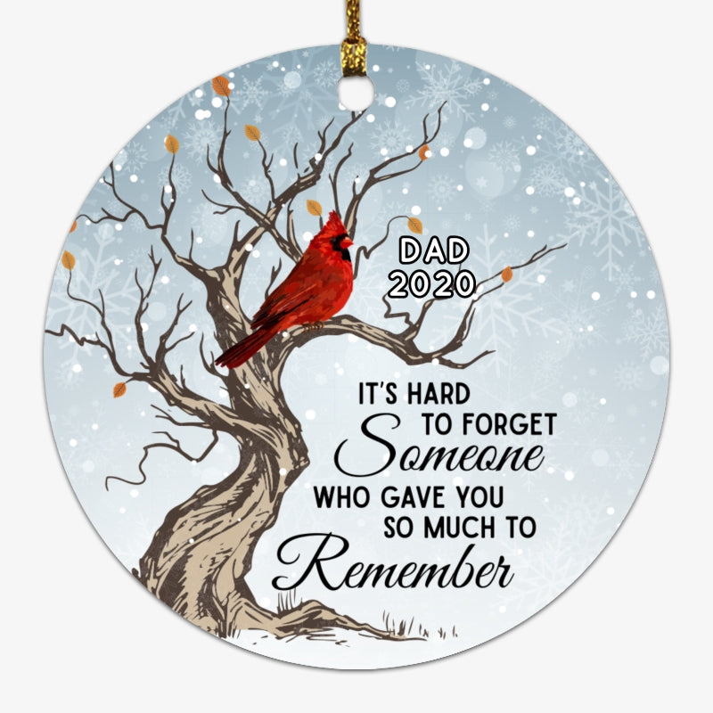 Hard To Forget Cardinal Memorial Personalized Circle Ornament