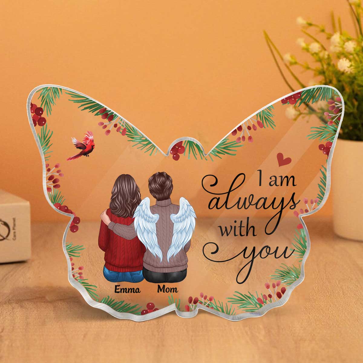 Holly Branch Memorial Personalized Butterfly Acrylic Plaque