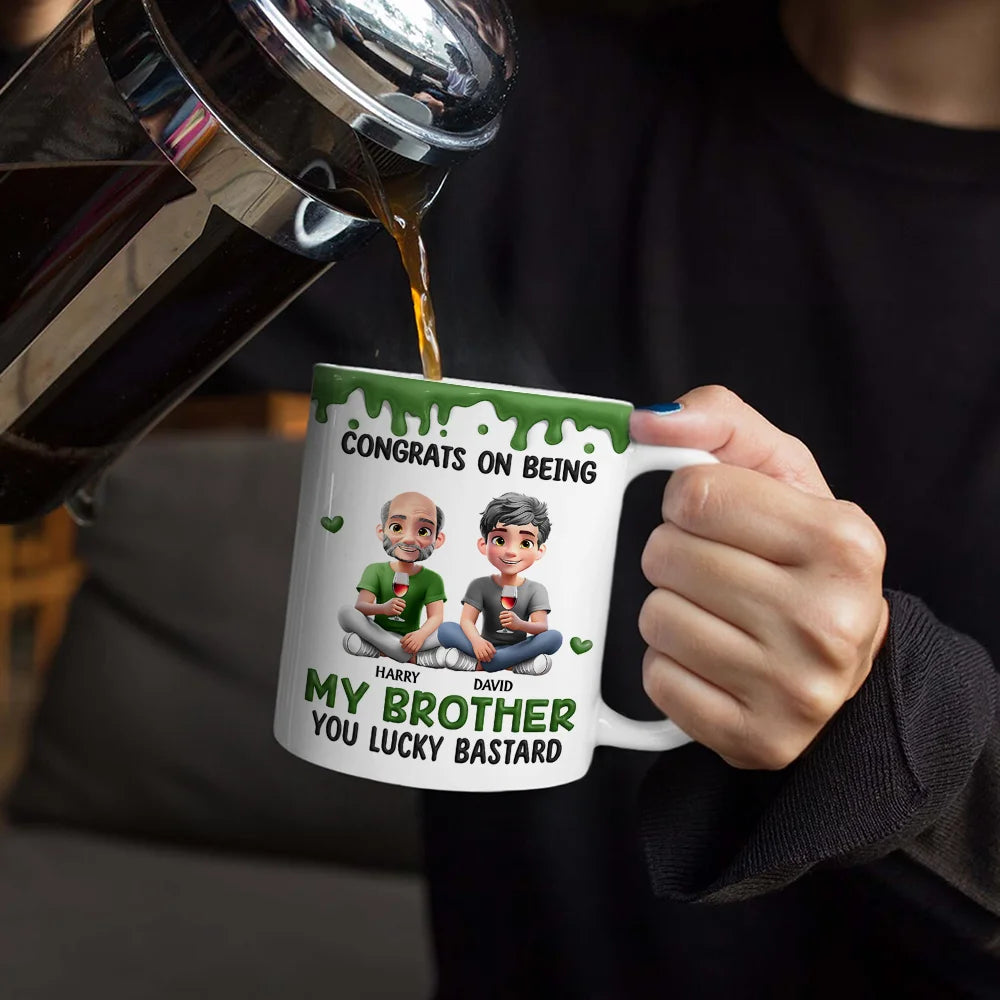 Congrats On Being My Brother Sister - Personalized White Edge-to-Edge Mug