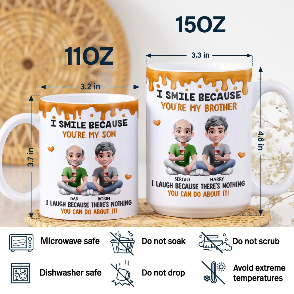 I Smile Because You Are My Brother Sister - Personalized White Edge-to-Edge Mug