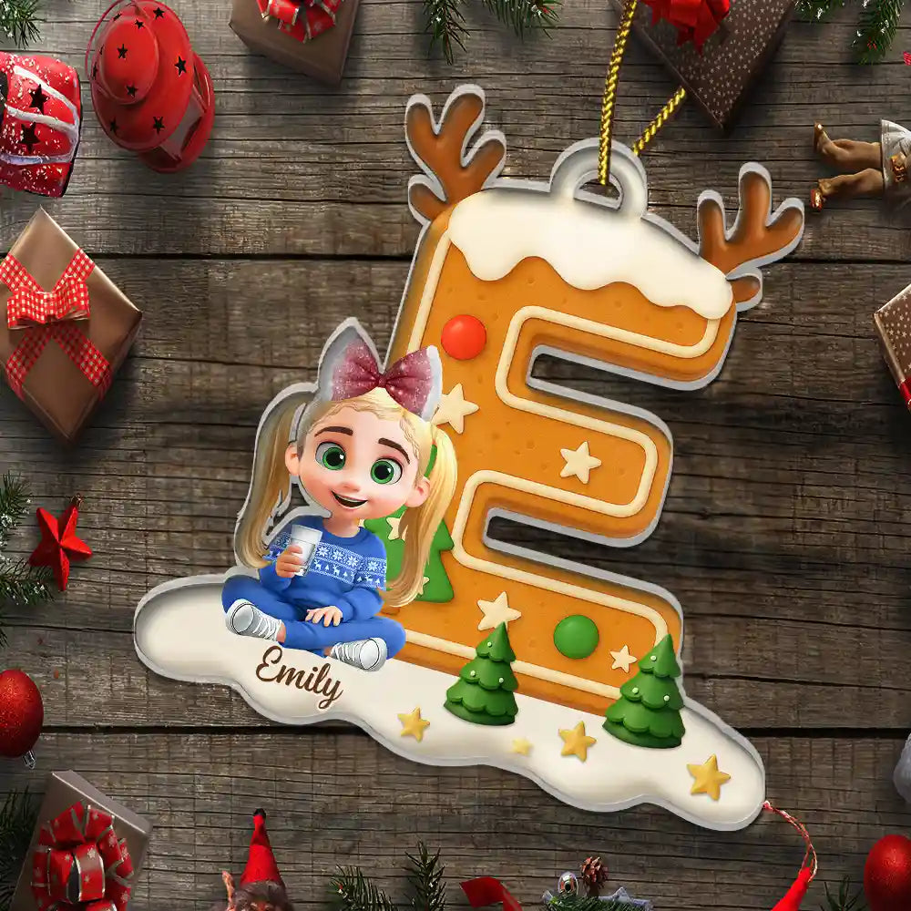 Gingerbread Letter Family Kids Keepsake - Personalized Custom Shaped Acrylic Ornament