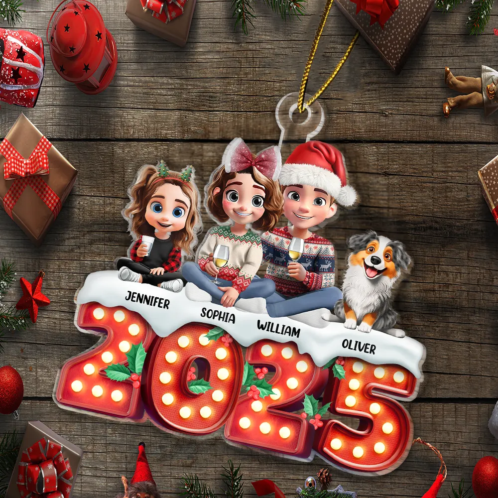 Pet Couple Sitting Marquee Effect - Personalized Custom Shaped Acrylic Ornament