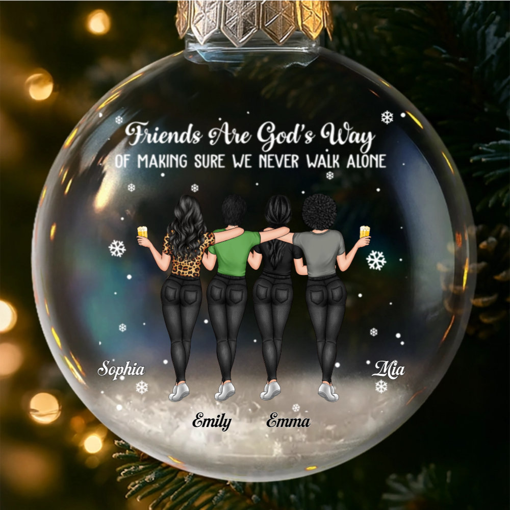 Custom Snow-Filled Ball Ornament - Personalized Christmas Best Friend Birthday Gifts For Women, Besties, Sisters, BFF - Friends Grow Wild And Free