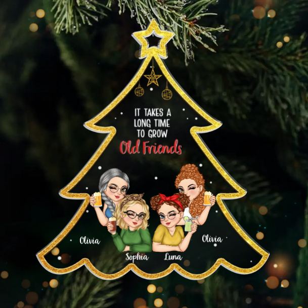 Custom Acrylic Ornament - Personalized Christmas Best Friend Birthday Gifts For Women, Besties, Sisters, BFF - Growing Old Friends Together