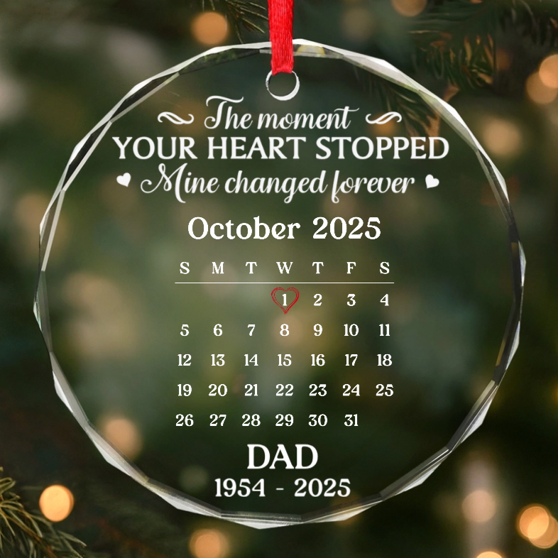 Custom Circle Acrylic Ornament - Personalized Christmas Memorial Sympathy Gifts For Loss Of Mom, Dad - In Our Hearts You Remain