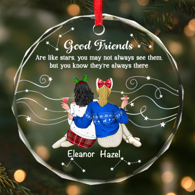 Custom Circle Acrylic Ornament - Personalized Christmas Best Friend Birthday Gifts For Women, Besties, Sisters, BFF - Our Story Glitters