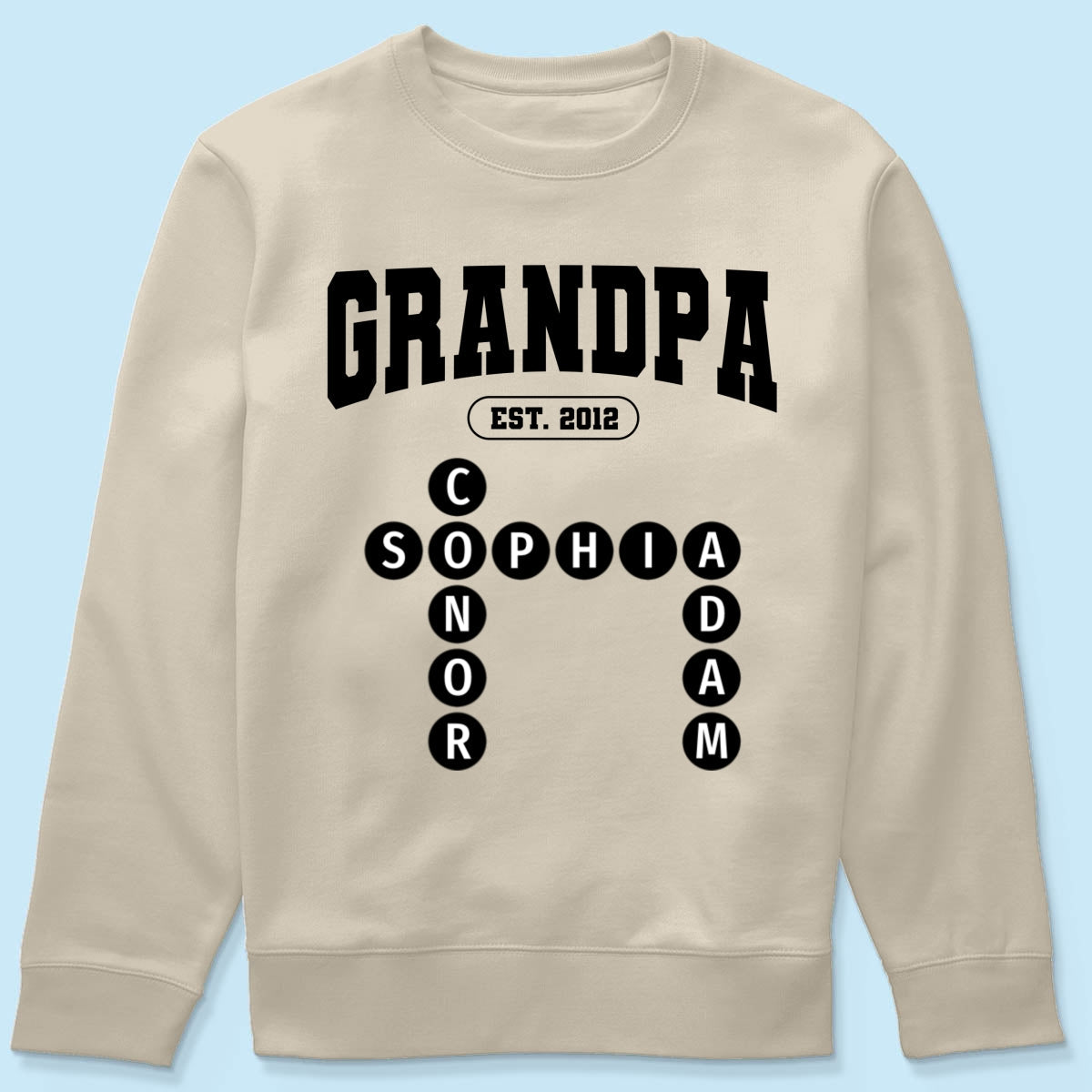 Grandpa Est Unique Grandkids Names in Crossword Puzzle Personalized Shirt