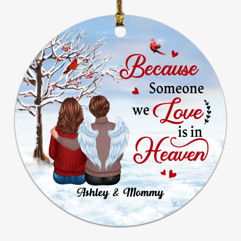 Berry Tree Cardinal Memorial On Cloud Personalized Circle Ornament