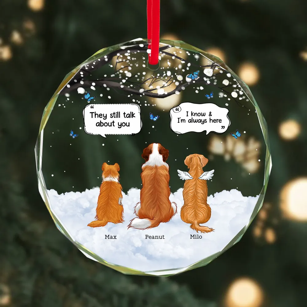 Pet Dog Cat Memorial Keepsake Sympathy Gift Personalized Glass Ornament
