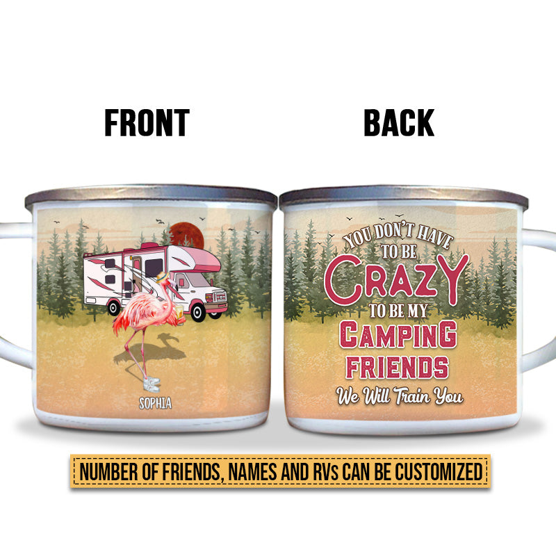 Camping Flamingo Bestie We Will Train You Custom Campfire Mug, Best Friend Camping Tumbler, BFF Gift, Campsite