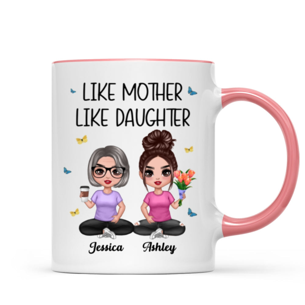 Mother Daughter Doll Sitting Flowers Mother‘s Day Gift Personalized Mug